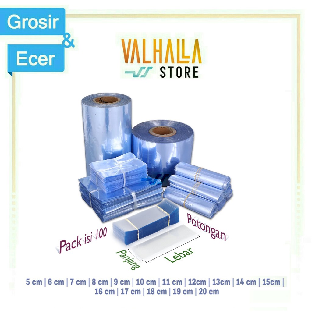 (10 Gratis 1) Plastik Segel Shrink Tutup Potongan Panjang 4cm Lebar 5 - 20 Cm / 100 pcs Botol Toples