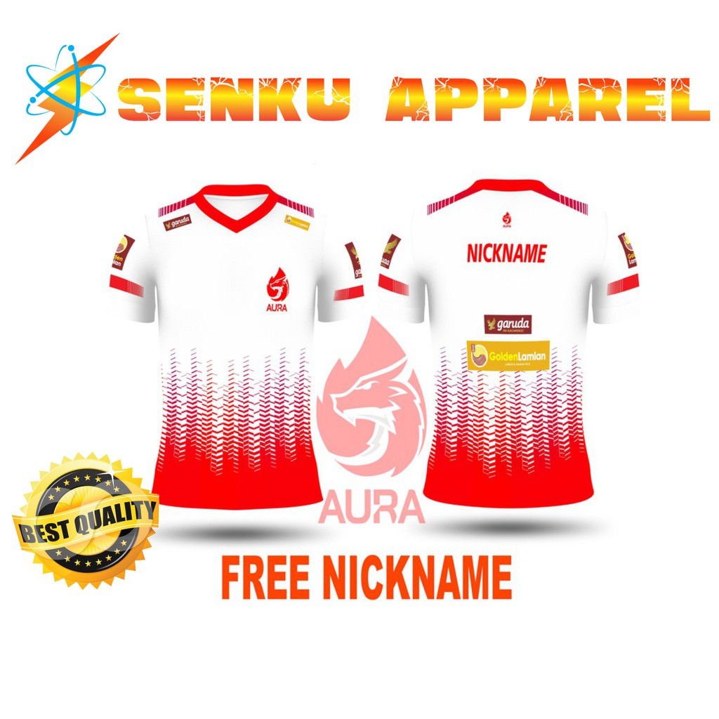 JERSEY GAMING AURA TERBARU 2020 BAJU GAMING AURA FREE NICK NAME/BAJU AURA ML/BAJU AURA FREE FIRE