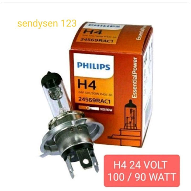 Bohlam Lampu Halogen Philips h4 12V 100/90W original philips