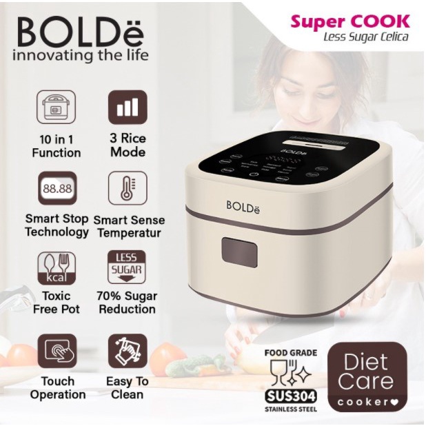 BOLDE Super Cook Less Sugar Celica 1.2L Rice Cooker Rendah Gula Diet