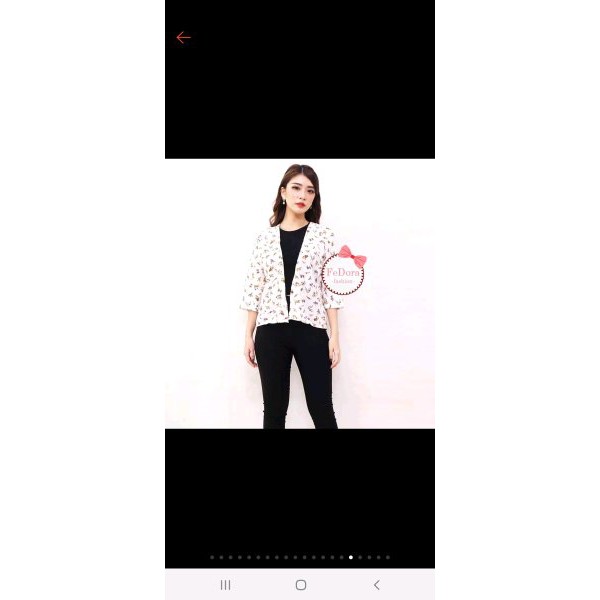 cardy cardigan model kimono motif bunga cantik (CREAM)