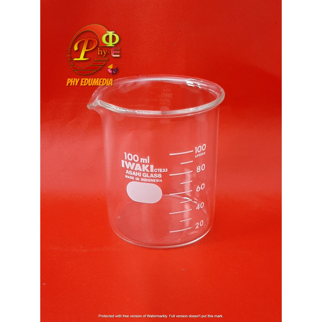Beaker / Beaker 100ml Iwaki / Beaker Glass 100ml / Gelas Kimia 100ml IWAKI