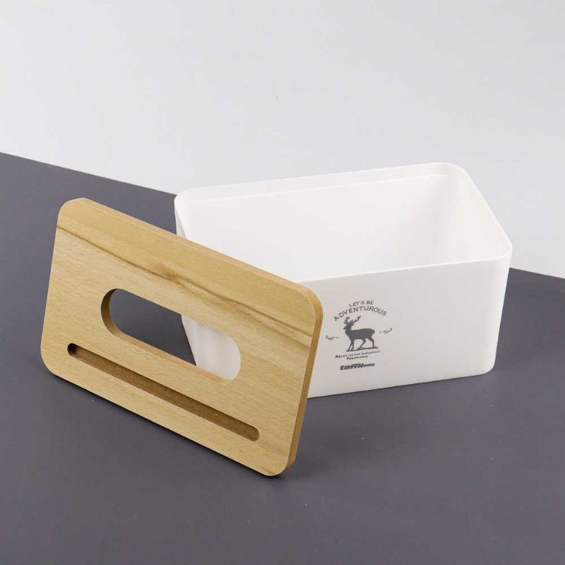 TaffHOME Kotak Tisu Kayu Tissue Box dengan Holder Smartphone - ZJ008