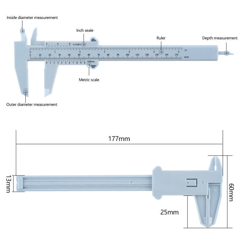 150mm Portable Plastik Untuk Makeup Alis Mengukur Vernier Caliper Permanen Tato Aksesoris Perlengkapan Penggaris Alat Ukur