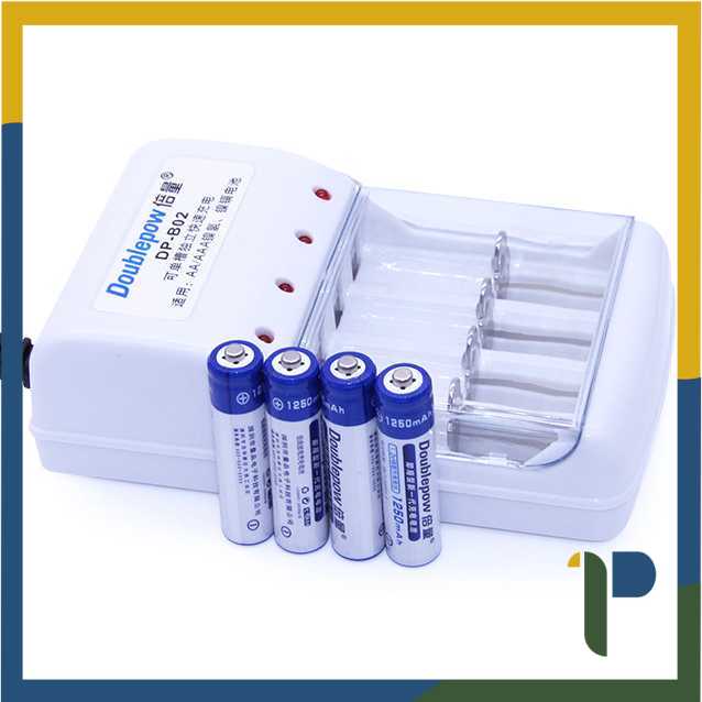[BEST QUALITY]  Charger Baterai 4 slot AA/AAA with 4PCS AAA 1250 mAh DOUBLEPOW- DPB0215 [PONG15]