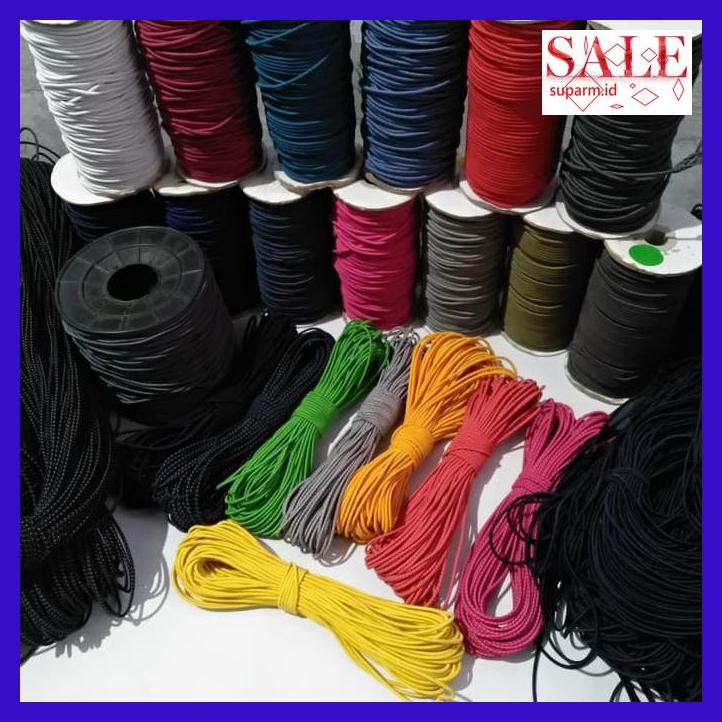 

56Et575- Tali Elastis 3 Mm Per Roll 25 Meter Tali String Cord Bulat Karet U9Y8O9--