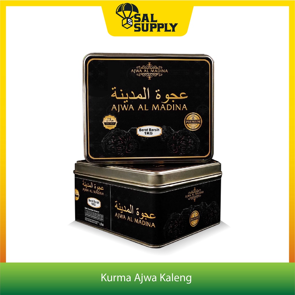 Kurma Ajwa Kaleng 1kg Ajwa Al Madina Ajwa Nabi Kemasan Premium