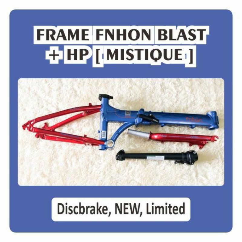 Frame & Hp Fnhon Blast mistique Blue Red Discbrake 20inch Biru merah Handlepost Sepeda Lipat 2 warna