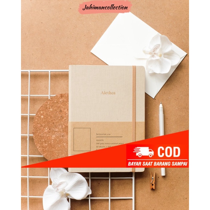

✨ BISA COD ✨ Mason Aria Notebook Beige + custom nama / Buku Catatan Hadiah Unik - Blank