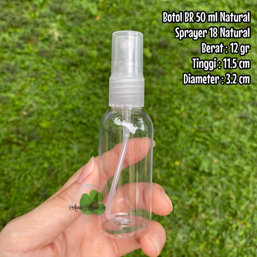 Botol SPRAYER 50 ml Transparan Bening spray botol plastik 50 ml - Tutup Putih