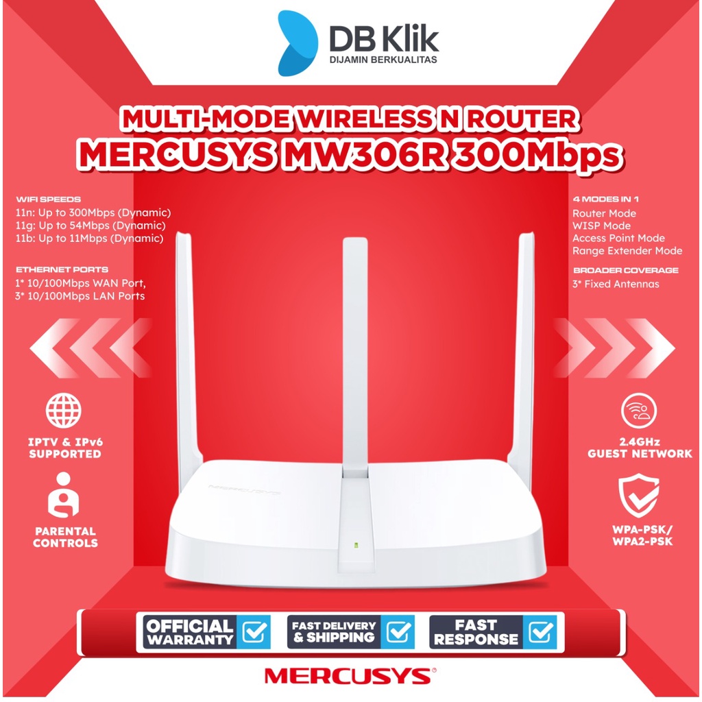 Router Wireless MERCUSYS MW306R 300Mbps Multi-Mode - Mercusys MW306 R