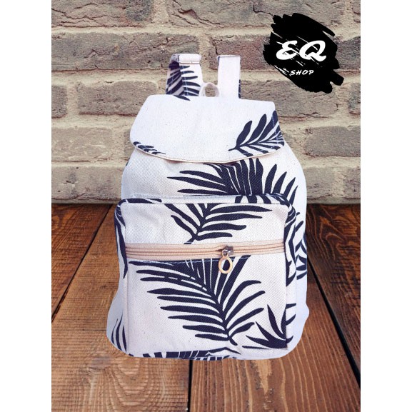 EQ_PROMO!!! Ransel Kanvas Wanita Travel Multi-fungsional Tali Serut Ransel Siswa Campus Style banyak motif Warna