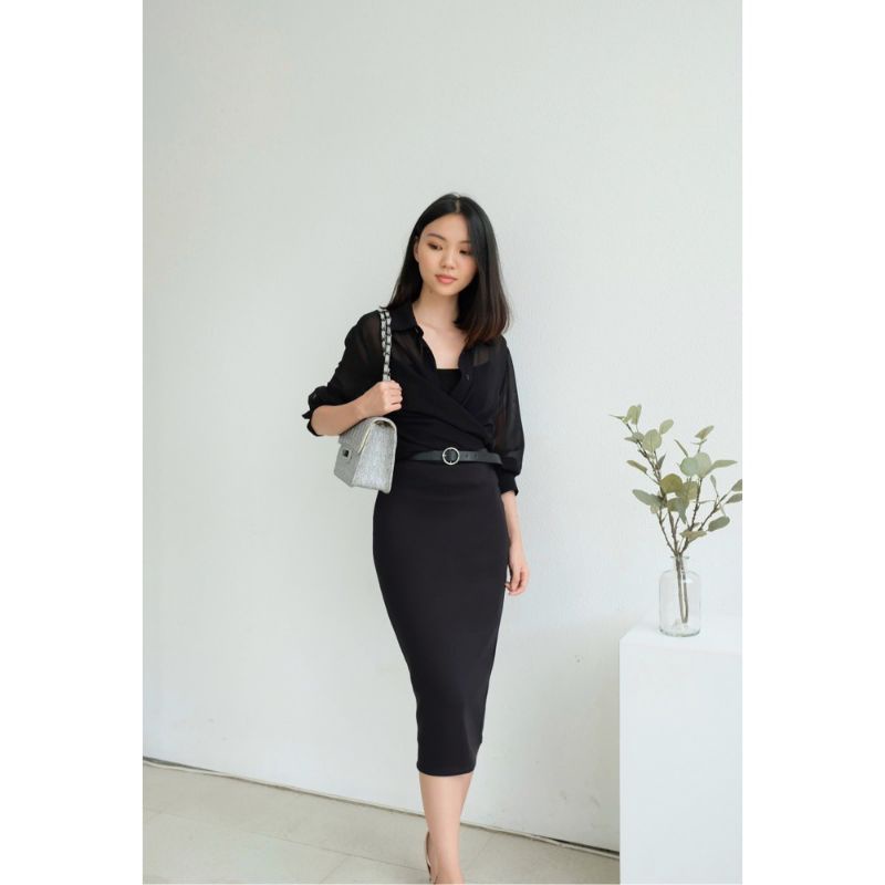 Midi Skirt Office span lost ban Korean Style