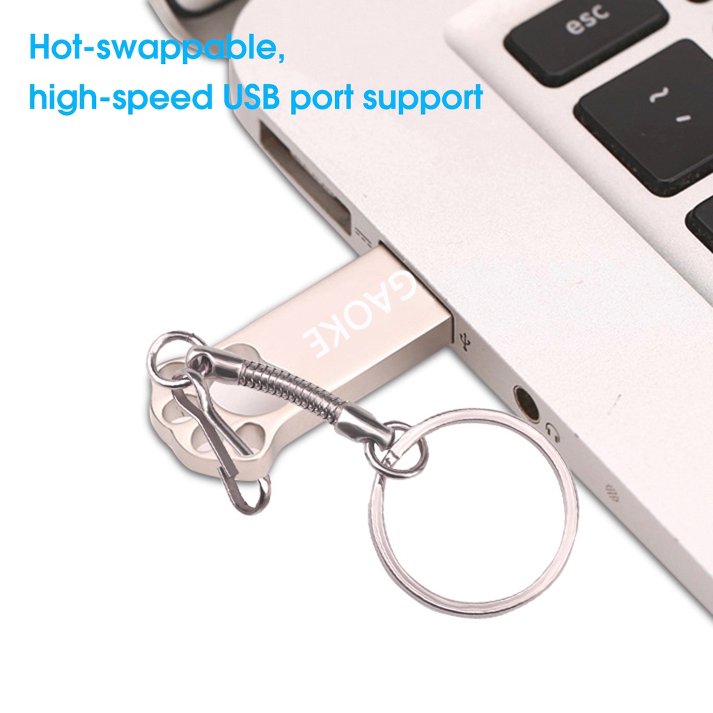 Usb 3.0 Flash Drive Transfer Data Bentuk Cakar Kucing Bahan Metal Untuk AUGAOKE 8 / 16 / 32 / 64 / 128GB