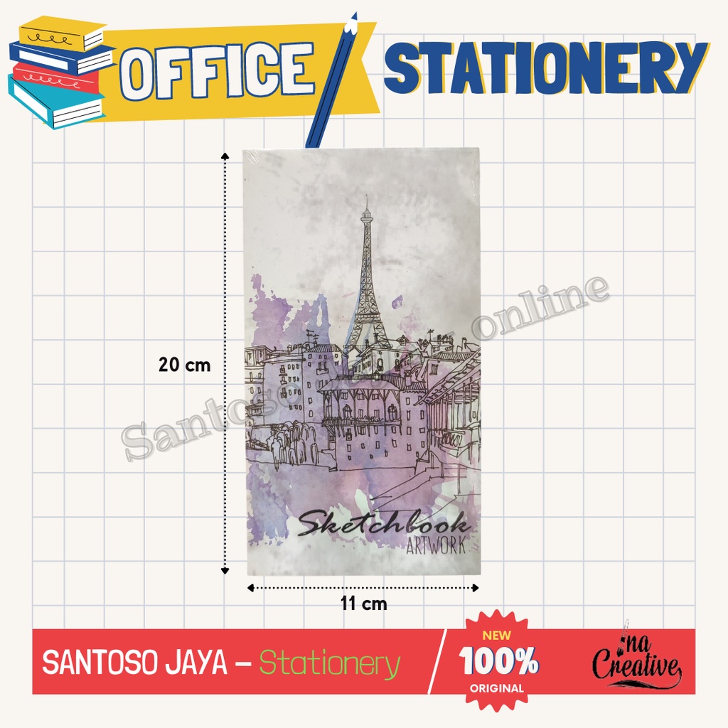 

Sketch Book Mini INA CREATIVE - Buku Sketsa Mini 25 Lembar 11x20 cm