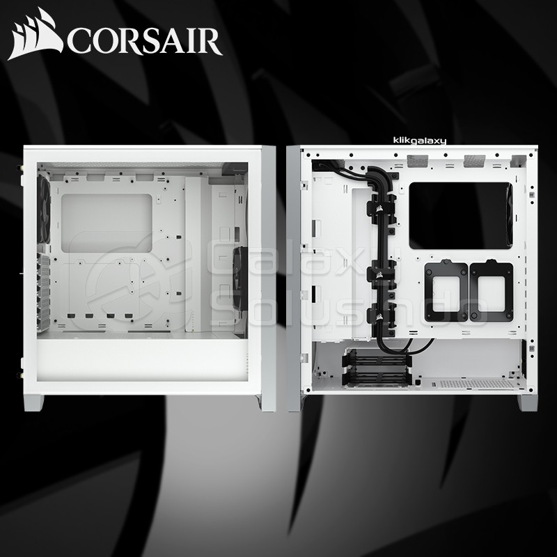 Corsair 4000D Tempered Glass Mid-Tower ATX Gaming Case - White / Putih