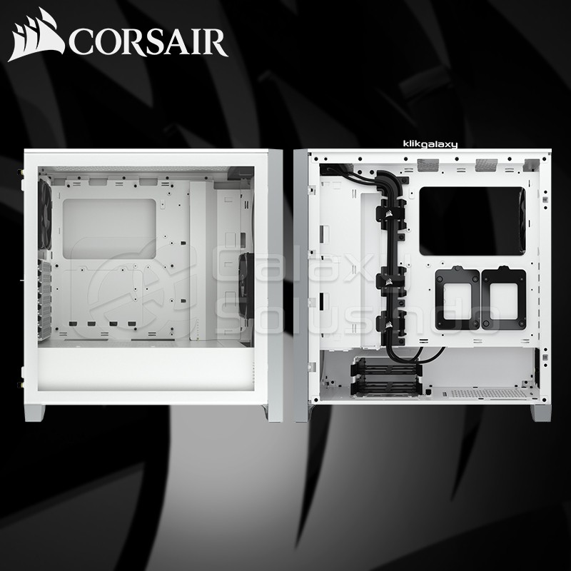 Corsair 4000D Tempered Glass Mid-Tower ATX Gaming Case - White / Putih