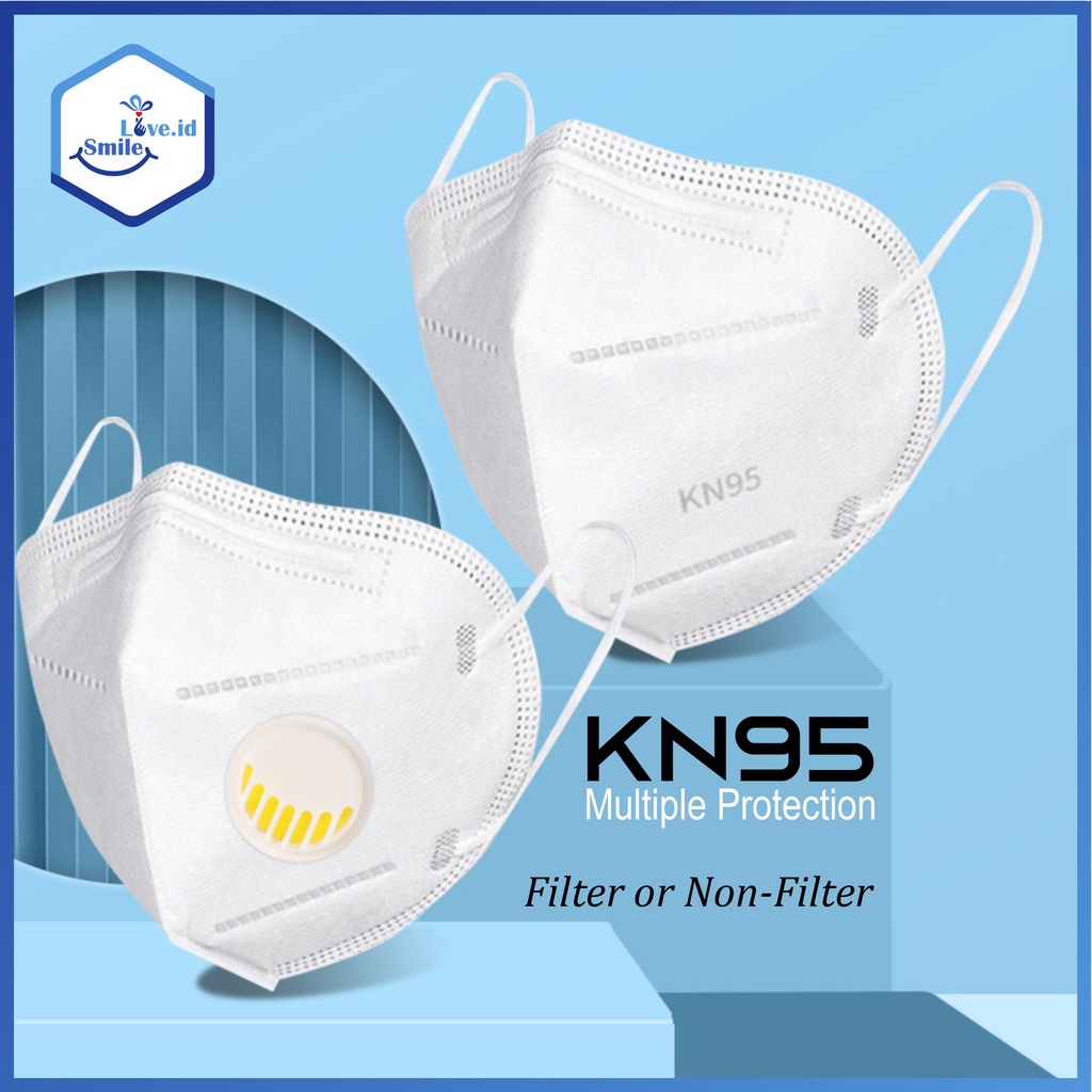 Masker 5 PLY KN95 Respirator Filter and Non Filter White Mask Dewasa Facemask KN95 N95