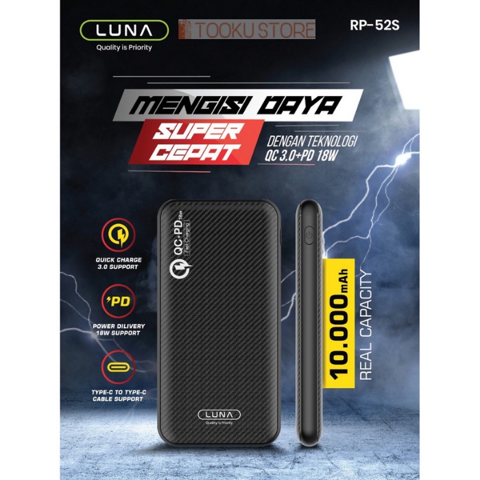 Luna Power Bank QC+PD 10.000 mAh