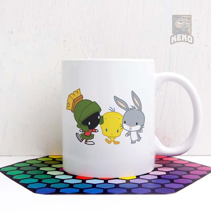 Mug Keramik Chibi MARVIN THE MARTIAN TWEETY and BUGS BUNNY