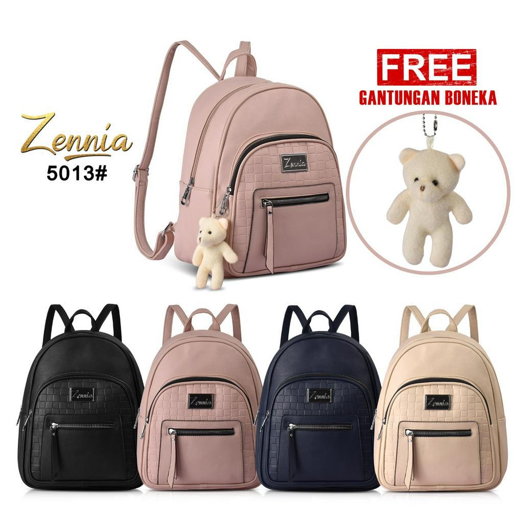 Tas Wanita Zennia 5013 Tas Kulit Korea Wanita Punggung Anak Remaja Ransel Sekolah Kuliah Kerja Outdoor Trendy Fashion