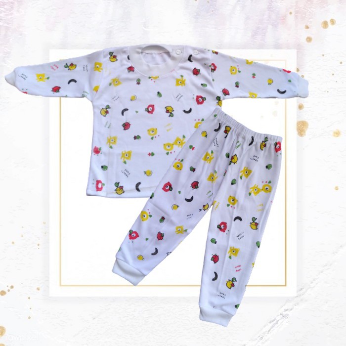 Baju Anak Laki Laki | Setelan Baju Bayi Putih FULL PRINT 6-12m