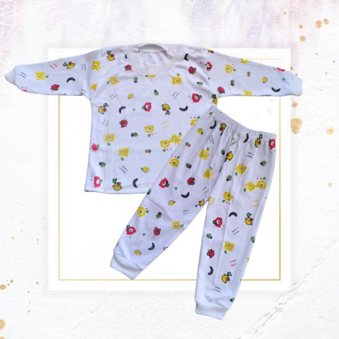 Baju Anak Laki Laki | Setelan Baju Bayi Putih FULL PRINT 6-12m