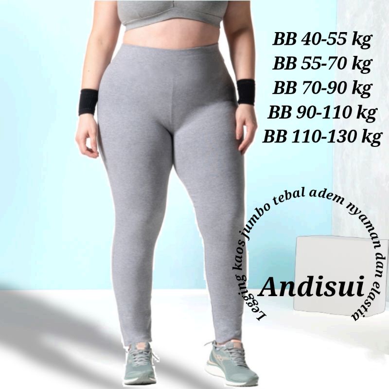 Legging Kaos Super Jumbo Panjang Polos ukuran L - XXXXL untuk BB 40-130 kg