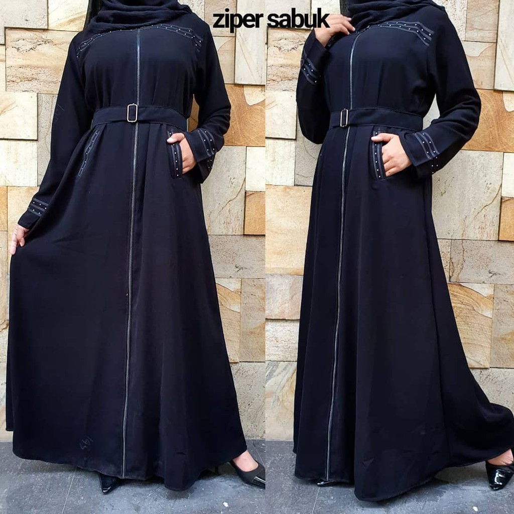 Abaya arab terbaru-gamis hitam remaja kekinian - fhasion muslimah terbaru-dress remaja kekinian-dress muslimah terbaru-zy sabuk hitam (BR253)