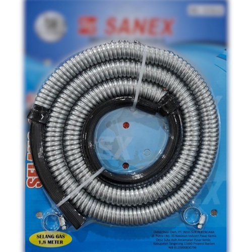 Selang Gas LPG Flexible 1.8M SANEX SN-S18-2 Silver - (Tanpa Regulator)