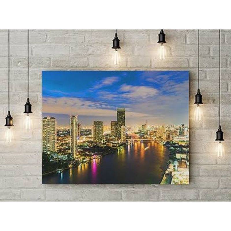 CETAK FOTO POLYSKIN SEMI KANVAS + BINGKAI KAYU MINIMALIS UK 12R 16R+ 20R+ 24R+ 30R+ FOTO DINDING