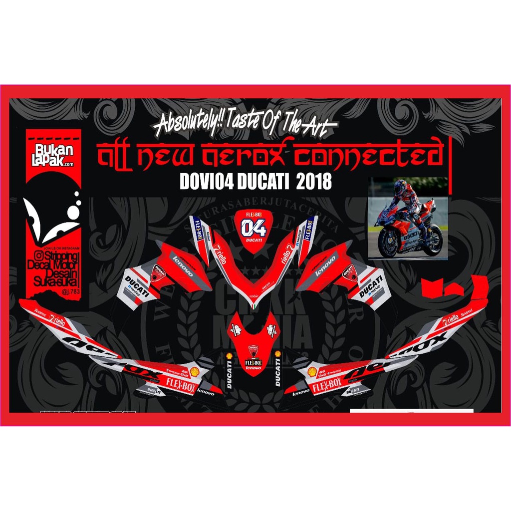 sticker decal motor full body new aerox 155 connected ducati konsep