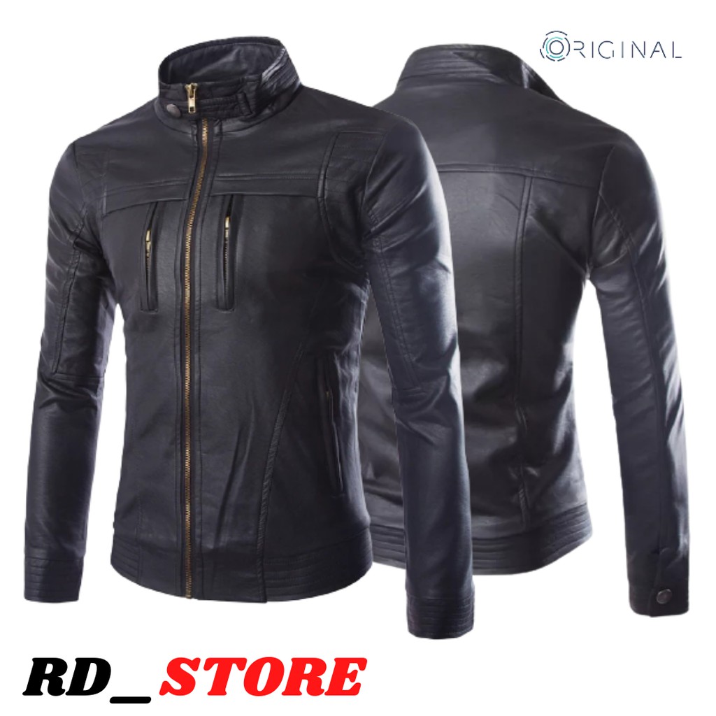 Jaket Kulit Sintetis Pria/Jaket Motor Pria/Jaket Semi Racing