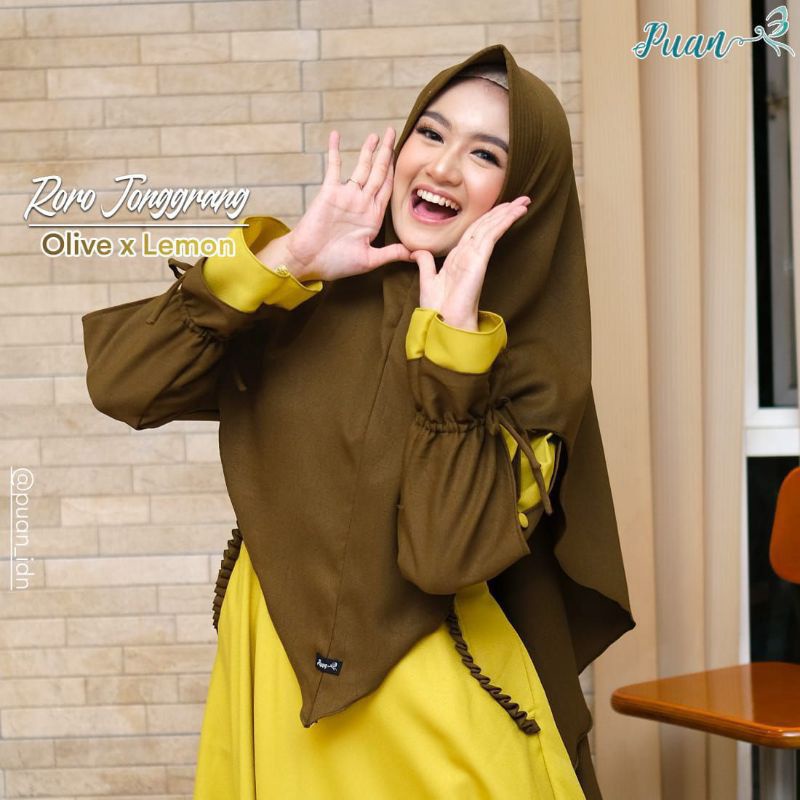 gamis set Roro Jonggrang olive lemon size XL
