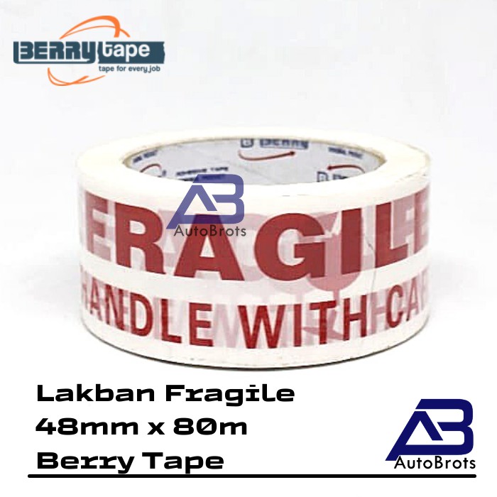 Berry Tape Isolasi Lakban Putih Fragile OPP Tape 2 Inch x 90 Yard
