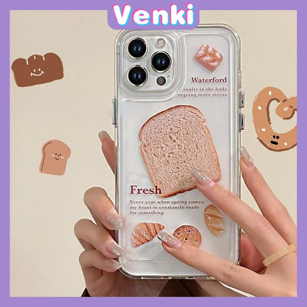 iPhone Case Clear Case Soft Thick TPU Shockproof Super Transparent Protection Camera Plating Button Toast Bread For iPhone 13 Pro Max iPhone 12 Pro Max iPhone 11 iPhone 7Plus