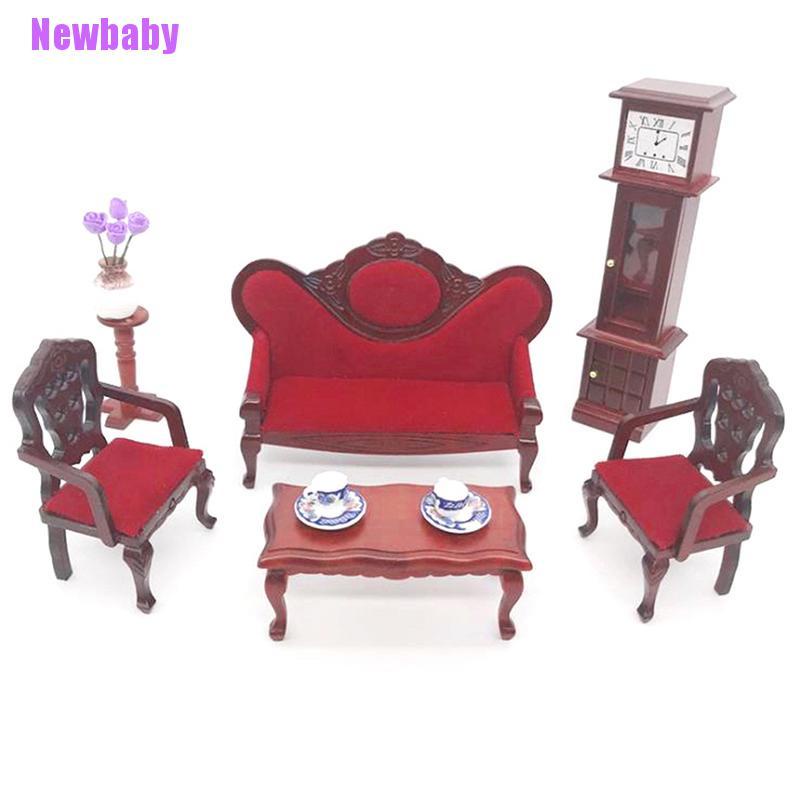 (Newbaby) 1 Set Miniatur Sofa Ruang Tamu Skala 1: 12 Untuk Rumah Boneka