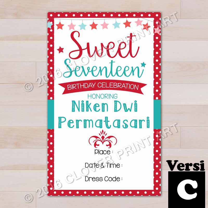 Desain Undangan Ulang Tahun Sweet Seventeen Kosong 