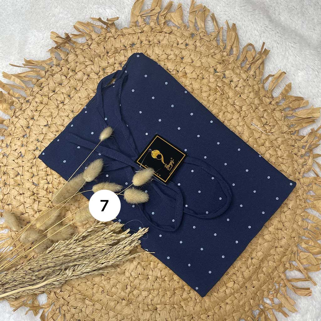 Bugis Hijab - Bergo Maryam Motif Polkadot - Ukuran L - Bergo Instan-7. Biru Navy