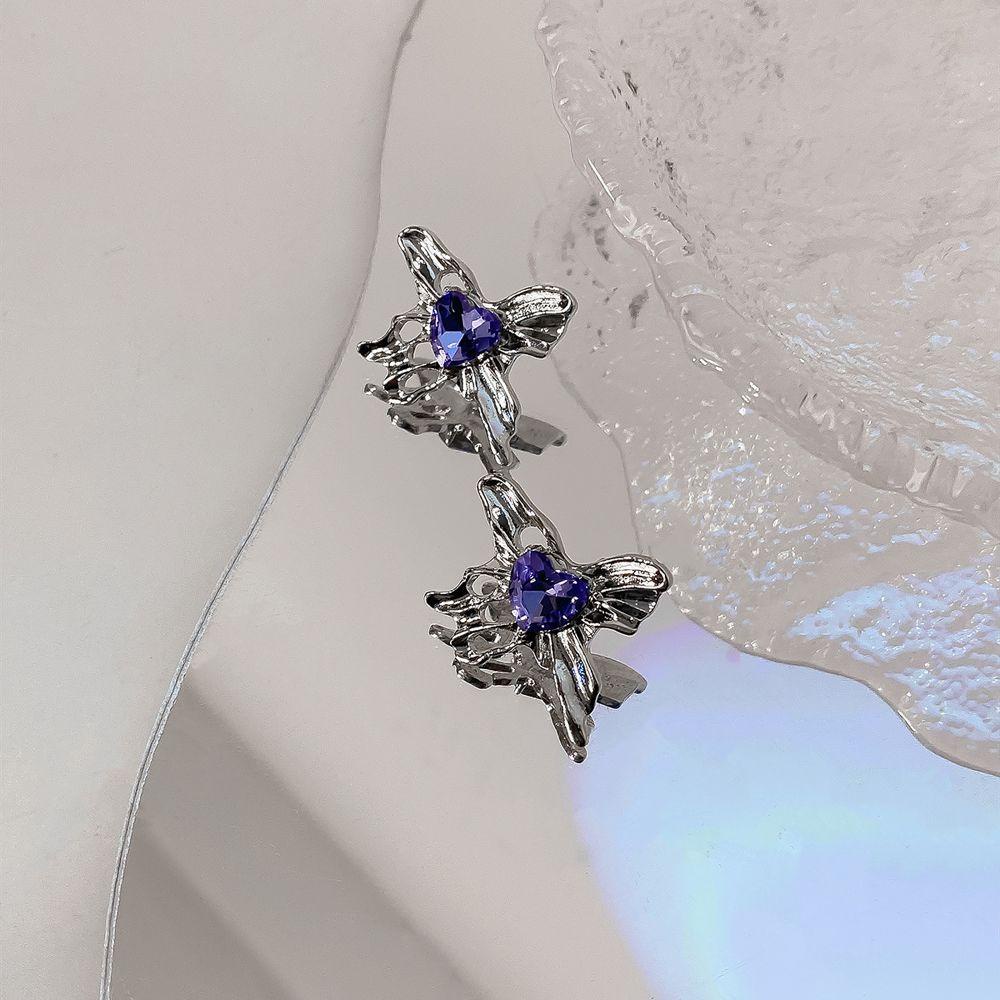 Mxbeauty Anting Wanita Fashion Tidak Teratur Telinga Perhiasan Hadiah Ungu Busur Zirkon Gaya Korea Earrings