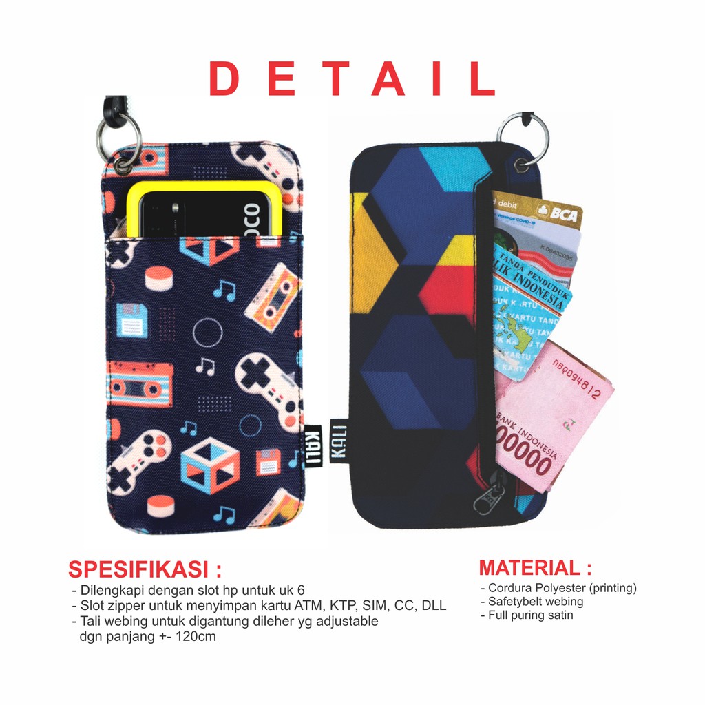 Hanging Phone Wallet Premium // Dompet HP ID Holder // Gantungan HP Leher Wanita Pria Motif - KALI.BDG