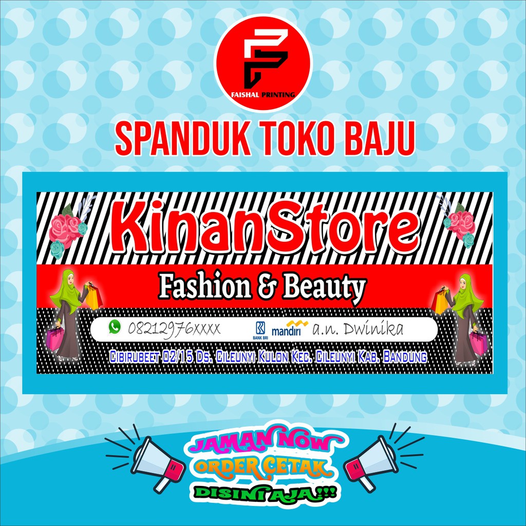 banner / spanduk / backdrop usaha toko baju pakaian ukuran 3 x 1 meter