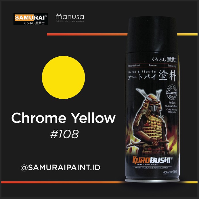 Samurai Paint Standard Chrome Yellow 108 Kuning Kroma Standar #108 Cat Aerosol Kualitas Kompresor