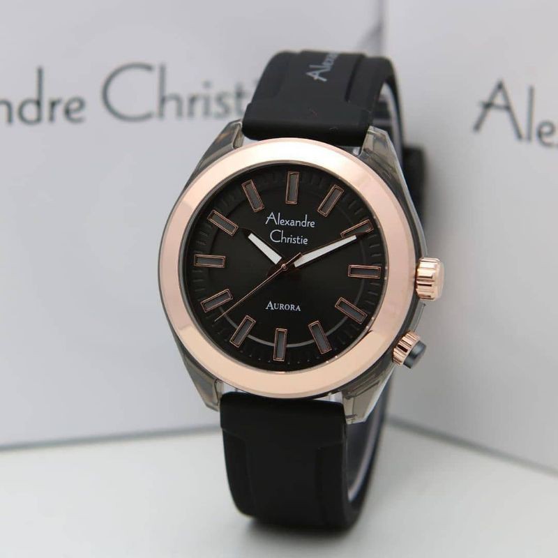 Jam Tangan Alexandre Christie AC2928LH Black / Rose Gold Original