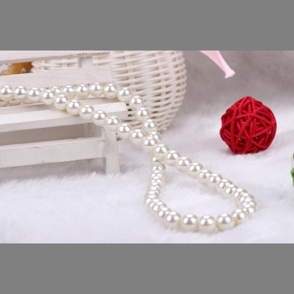 5026-4 White 8mm Faux Pearl Beads Necklace 5026-4