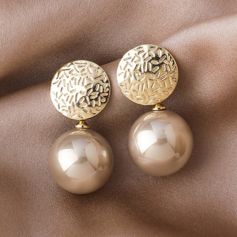 Anting Mutiara Putih Bentuk Bulat Oversize Gaya Bohemian Korea Untuk Wanita