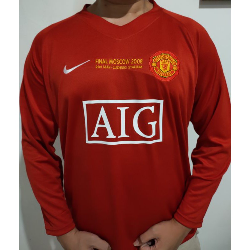 Jersey retro lengan panjang Emyu  MU  final Moscow 2008  longsleeve