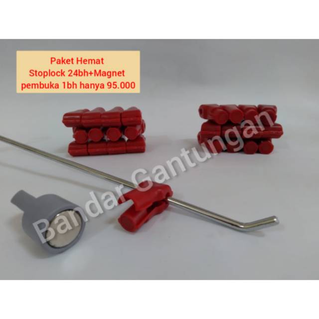 Paket Hemat Magnet Kunci Pembuka+Stoplock 24 bh/Ecer/Pengaman Barang Jualan/Kunci Untuk Barang Jualan