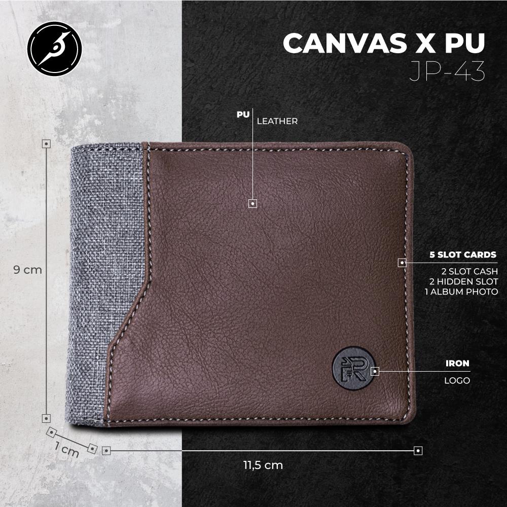 JFR Fashion Dompet Pria Bahan Kulit Canvas JP43 Strand Series-1