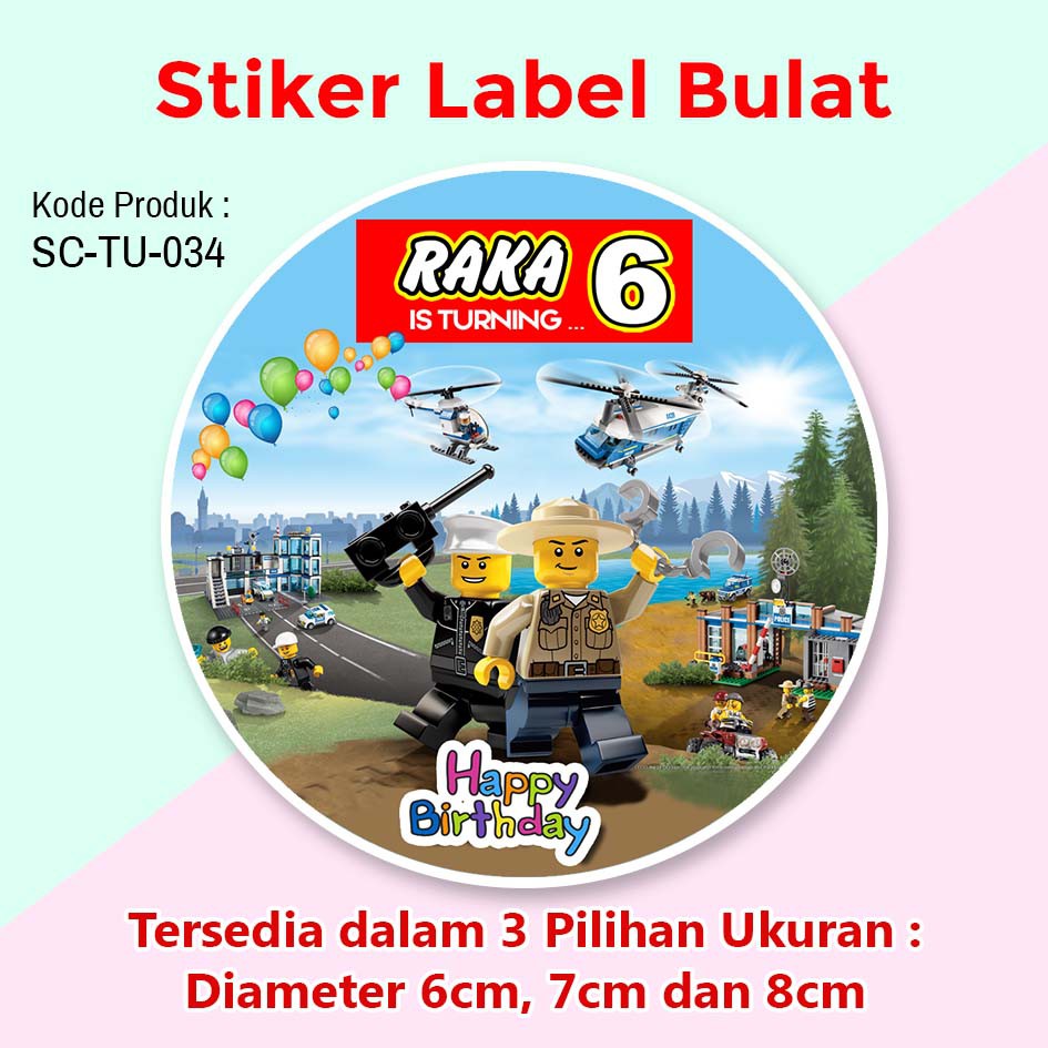 

STIKER LABEL SOUVENIR ULANG TAHUN/TUMPENG MINI DLL EDISI LEGO CITY UNDERCOVER